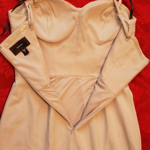 Vera Wang Strapless Corset Tea Length Dress - Picture 4 of 8